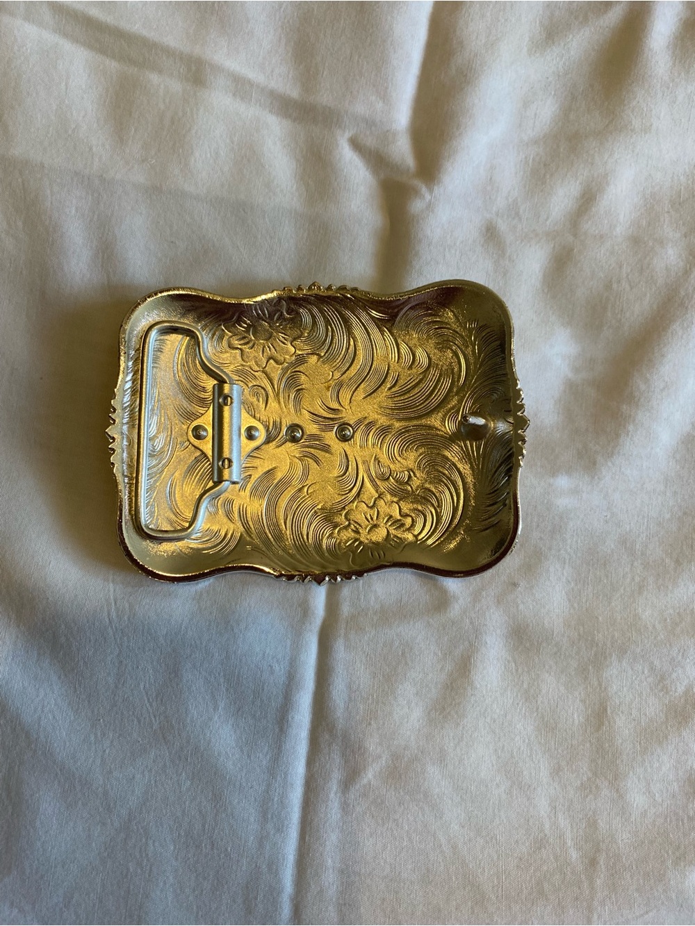 Two-Tone Longhorn Western Belt Buckle - Silver & Rose Gold Accents - Picture 2 of 3